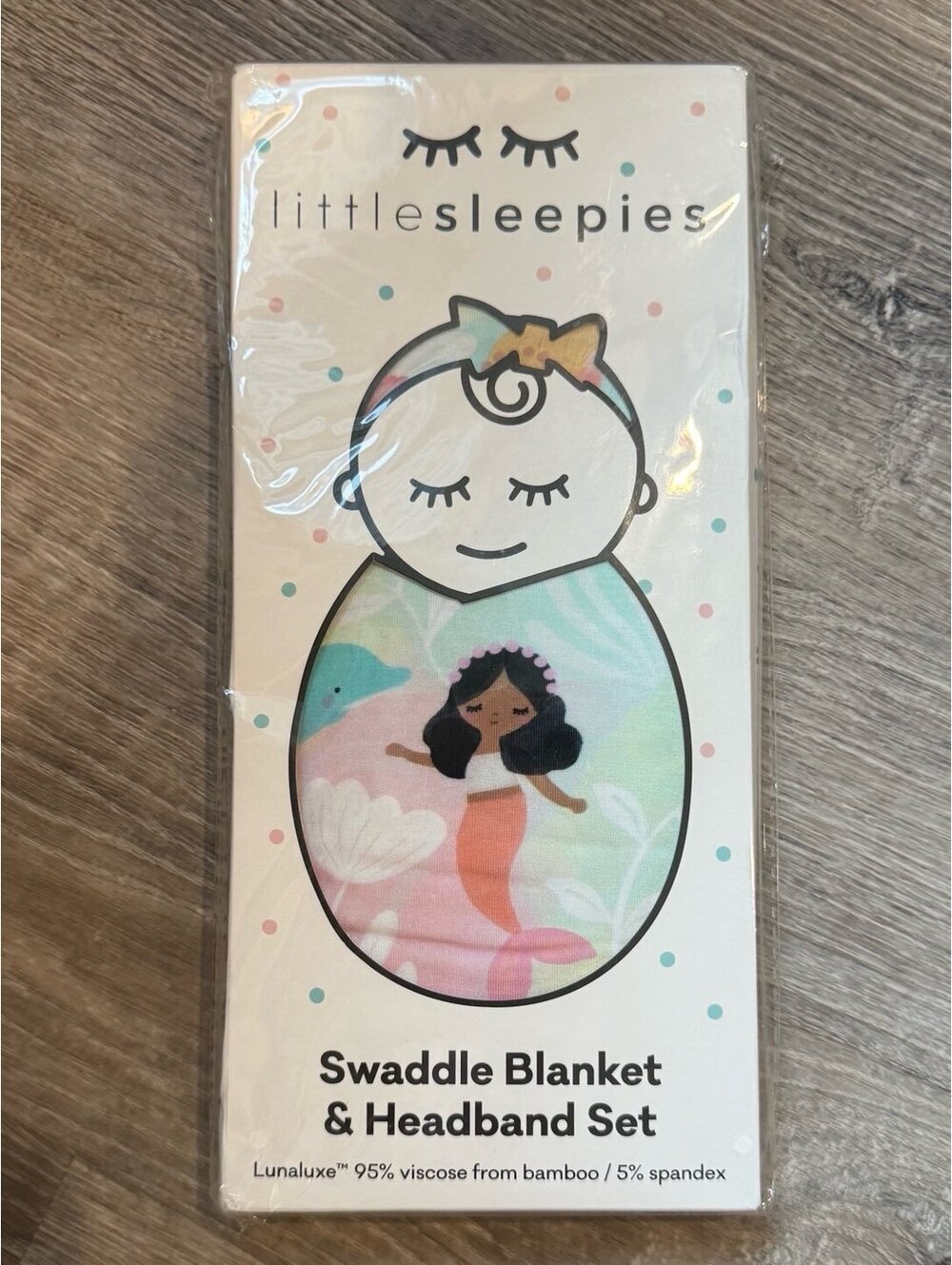 Little Sleepies BNIB Mystic Mermaid Swaddle & Bow Set